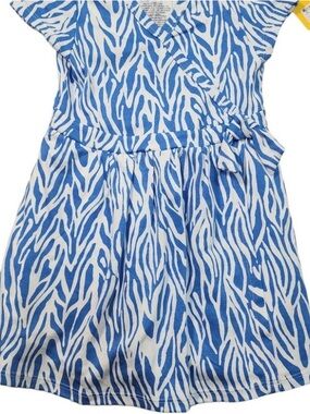 Diane Von Furstenberg Girls' Blue and White Zebra-Print Faux Wrap Dress